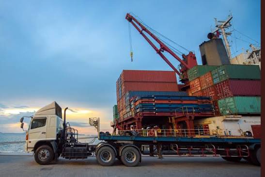 Commercial truck ready for international shipping